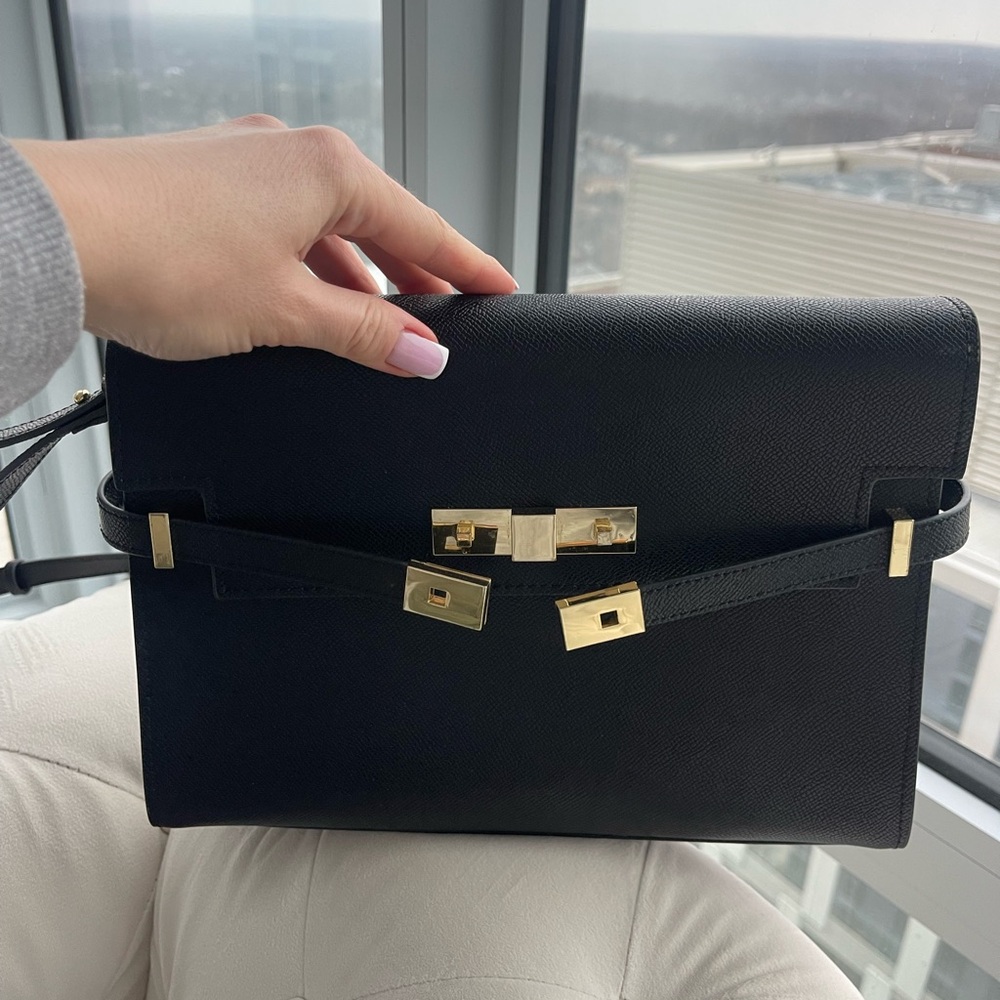 GENUINE LEATHER BLACK SHOULDER BAG